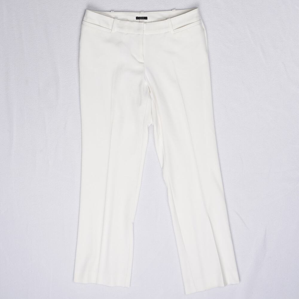 Worthington Petite Womens 8P Ivory Curvy Fit Dress Pants Flat Front Straight Leg